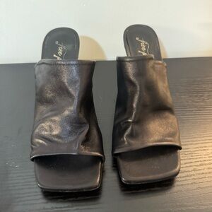 Free People - Black Leather Women's Mules - Sz 37EU